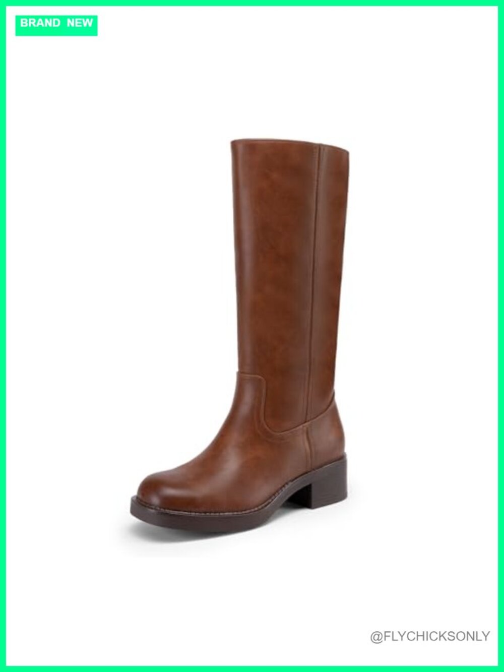 Faux Leather Square Toe Platform Heel Knee High Boots
